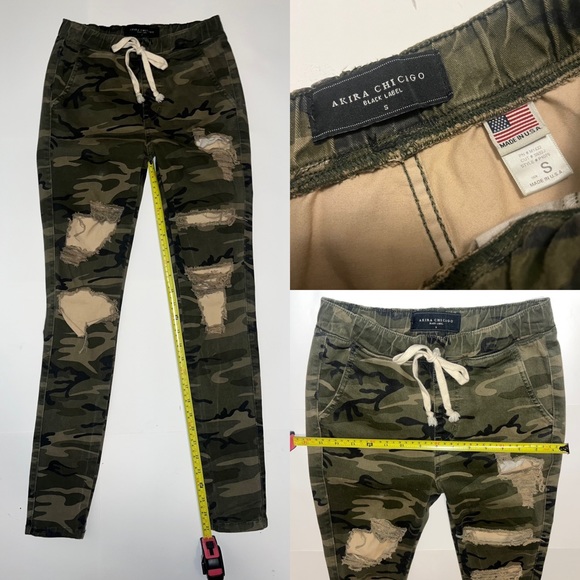 Akira Black Label Chicago distressed classic camo pocketed drawstring joggers - Picture 12 of 12